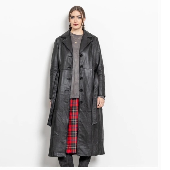 Pelle Studio Wilsons Leather Jackets & Blazers - Vintage 90s Wilsons Leather Pelle Studio Black Trench Coat Mod Leather Jacket 1X